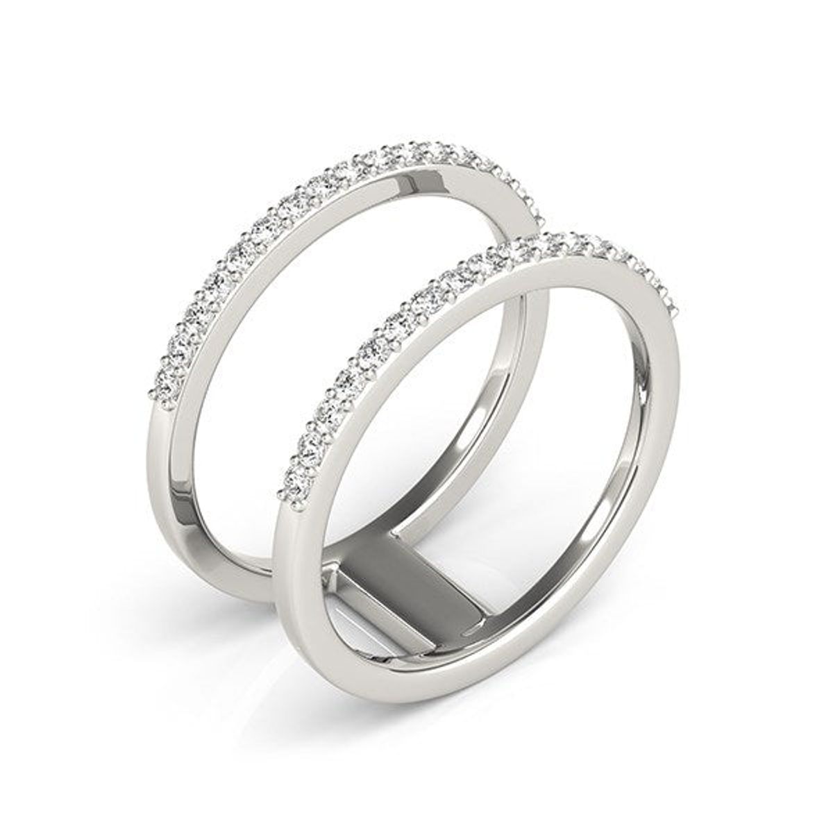 14k White Gold Dual Band Design Ring with Diamonds (1/3 cttw) thumbnail 3