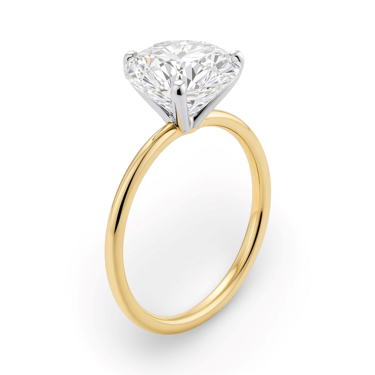 2 Carat Round Lab Grown IGI G/VS1 Diamond Solitaire Ring in 10K Yellow Gold thumbnail 4