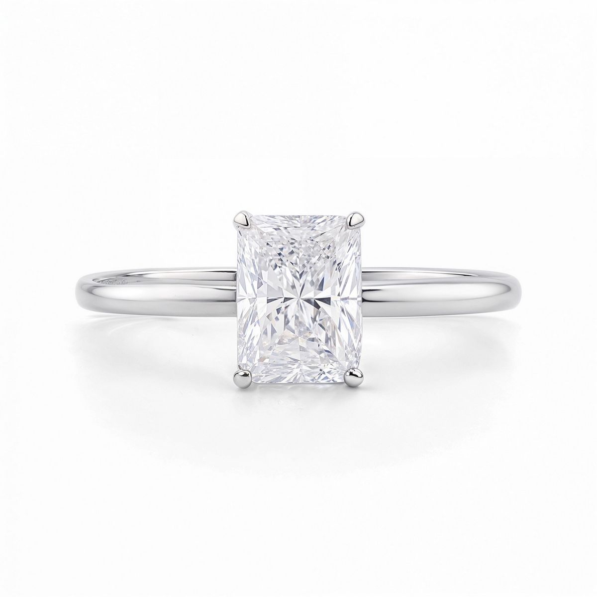 1 1/2 Carat Radiant Lab Grown IGI G/VS1 Diamond Solitaire Ring in 14K White Gold thumbnail 4