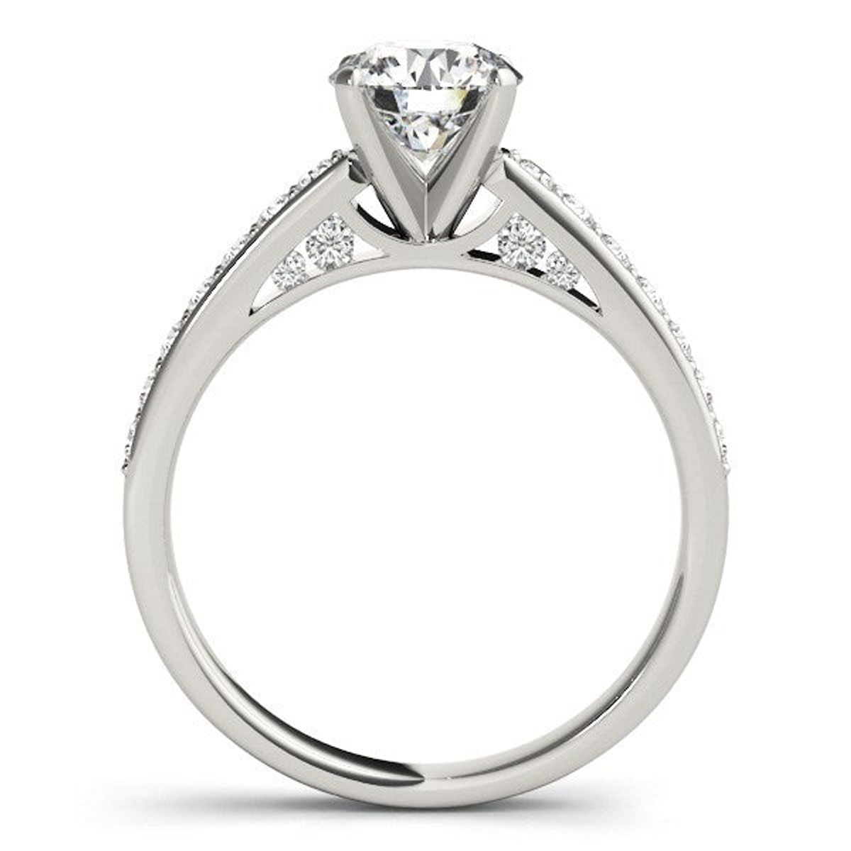 14k White Gold Single Row Prong Set Diamond Engagement Ring (1 3/8 cttw) thumbnail 2
