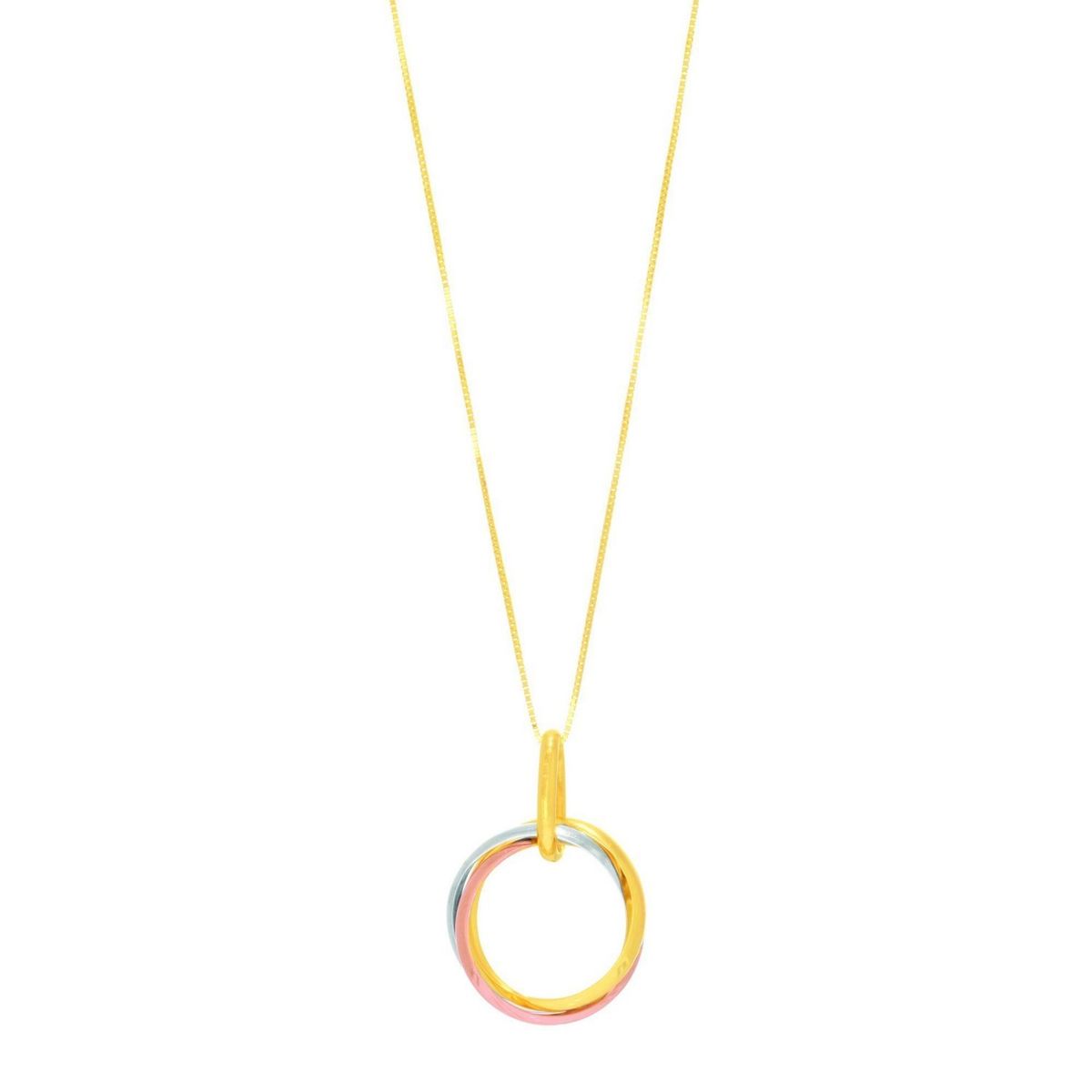 14k Tri-Color Gold Open Interlaced Ring Pendant thumbnail 2