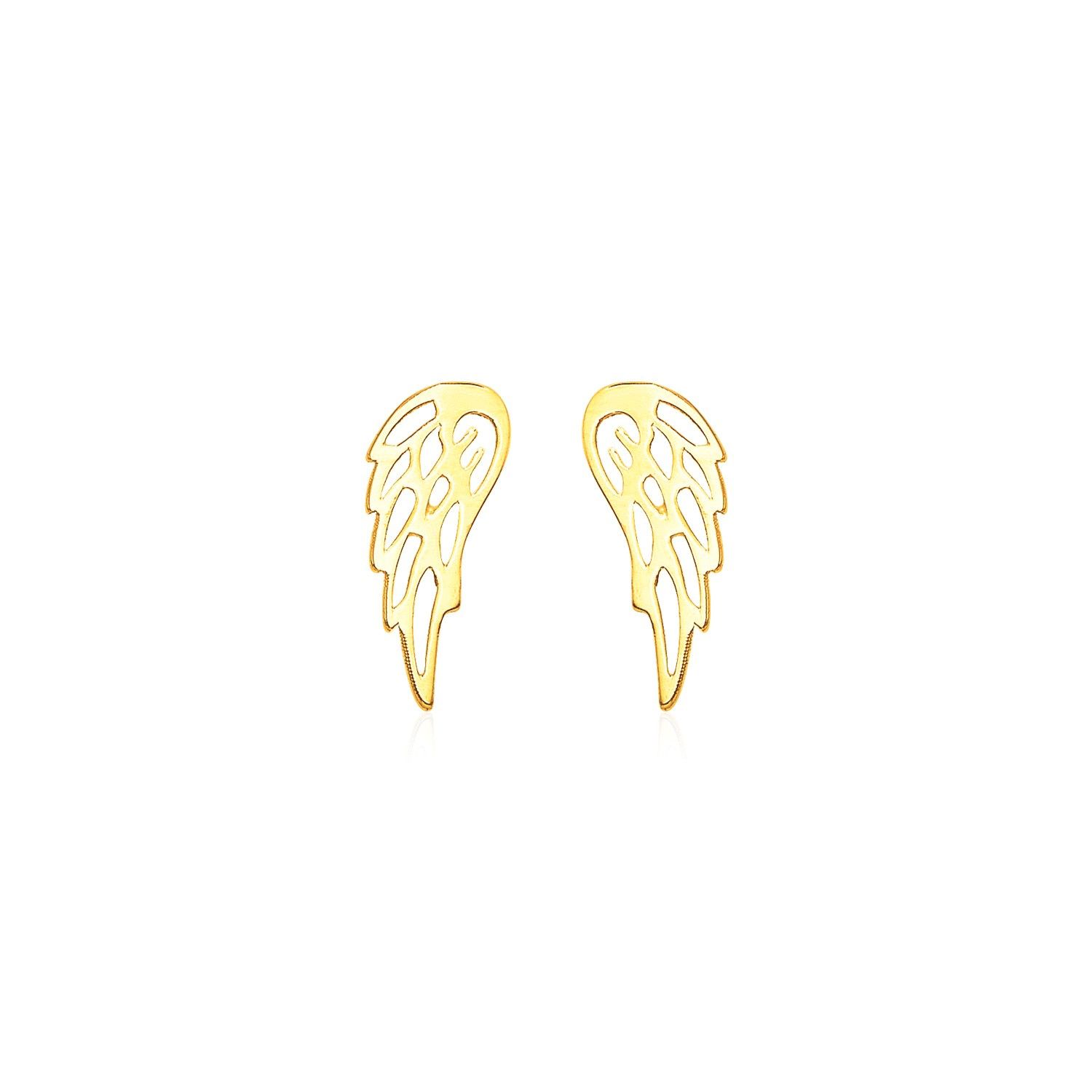 14k Yellow Gold Polished Wing Post Earrings
