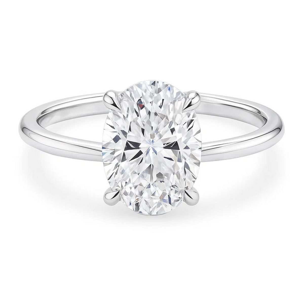 5 Carat Oval Lab Grown IGI G/VS1 Diamond Solitaire Ring in 10K White Gold thumbnail 2