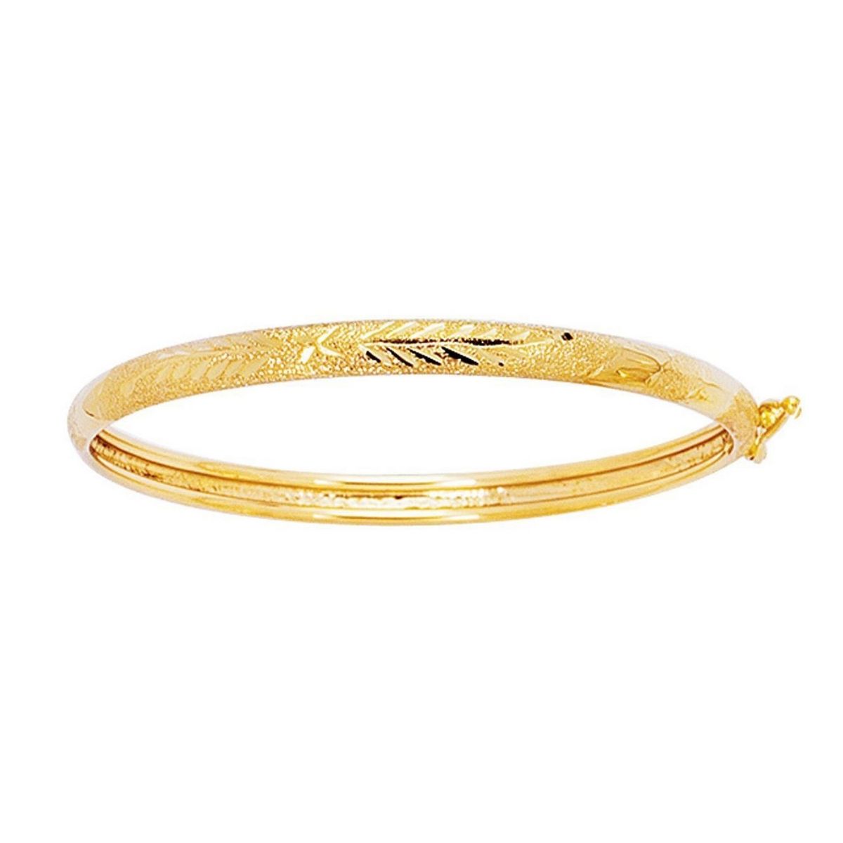 14k Yellow Gold Diamond Cut Motif Dome Style Childrens Bangle (5.50 mm) thumbnail 2