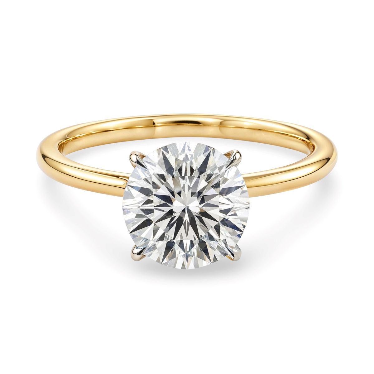 2 Carat Round Lab Grown IGI G/VS1 Diamond Solitaire Ring in 10K Yellow Gold thumbnail 5