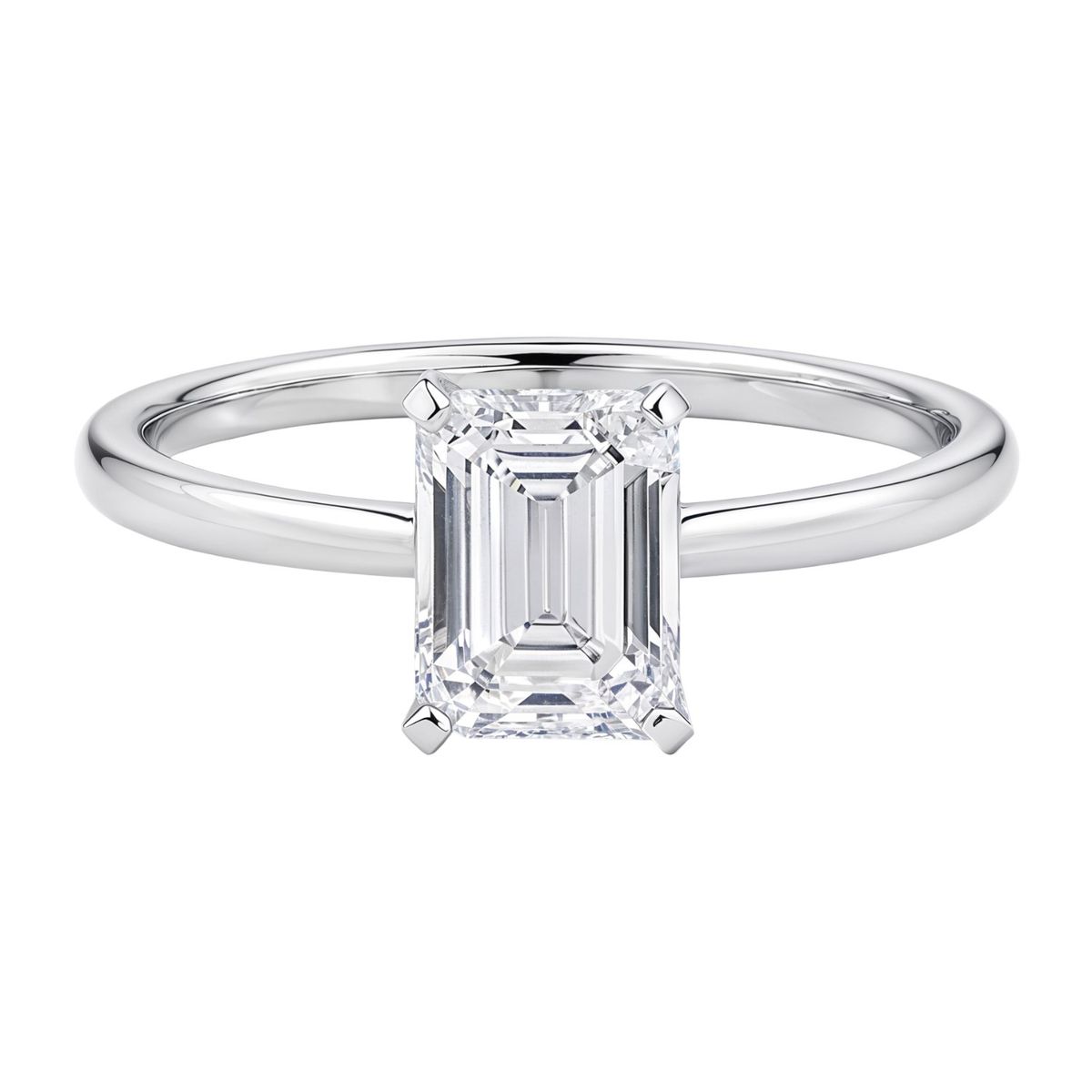 1 1/2 Carat Emerald Lab Grown IGI G/VS1 Diamond Solitaire Ring in 10K White Gold thumbnail 4