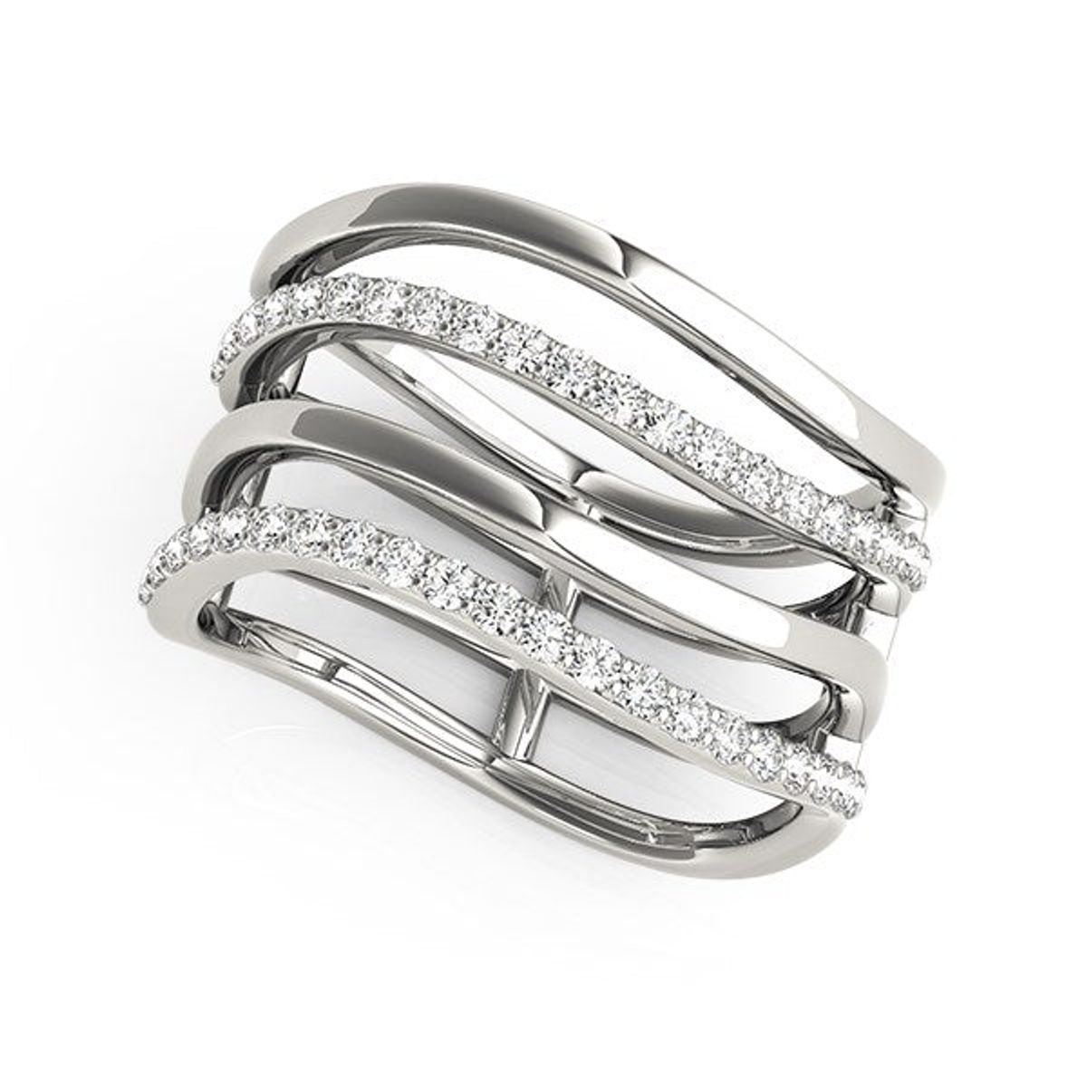 14k White Gold Multiple Band Design Ring with Diamonds (3/8 cttw)