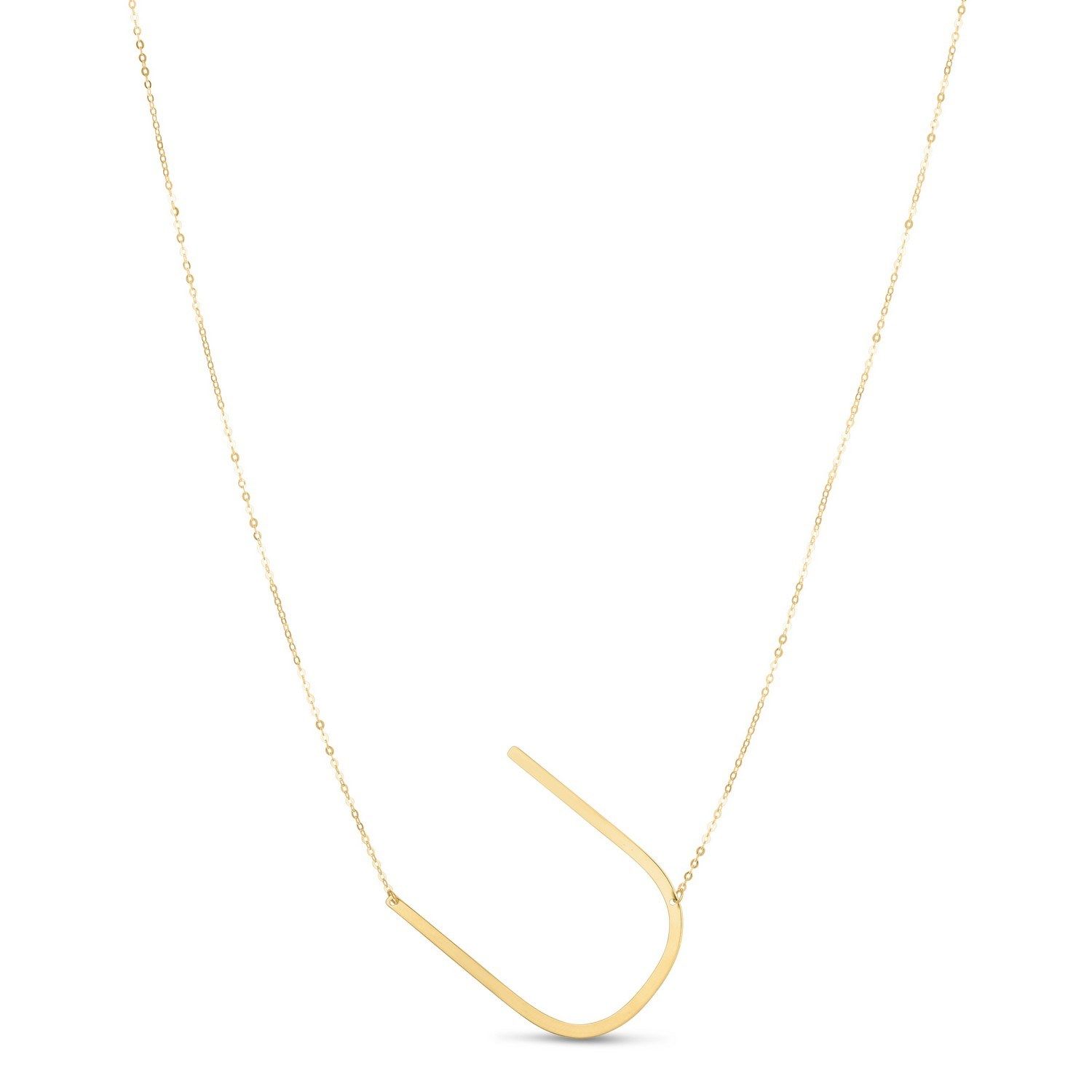 14K Yellow Gold Yours Truly Large Initial U Necklace