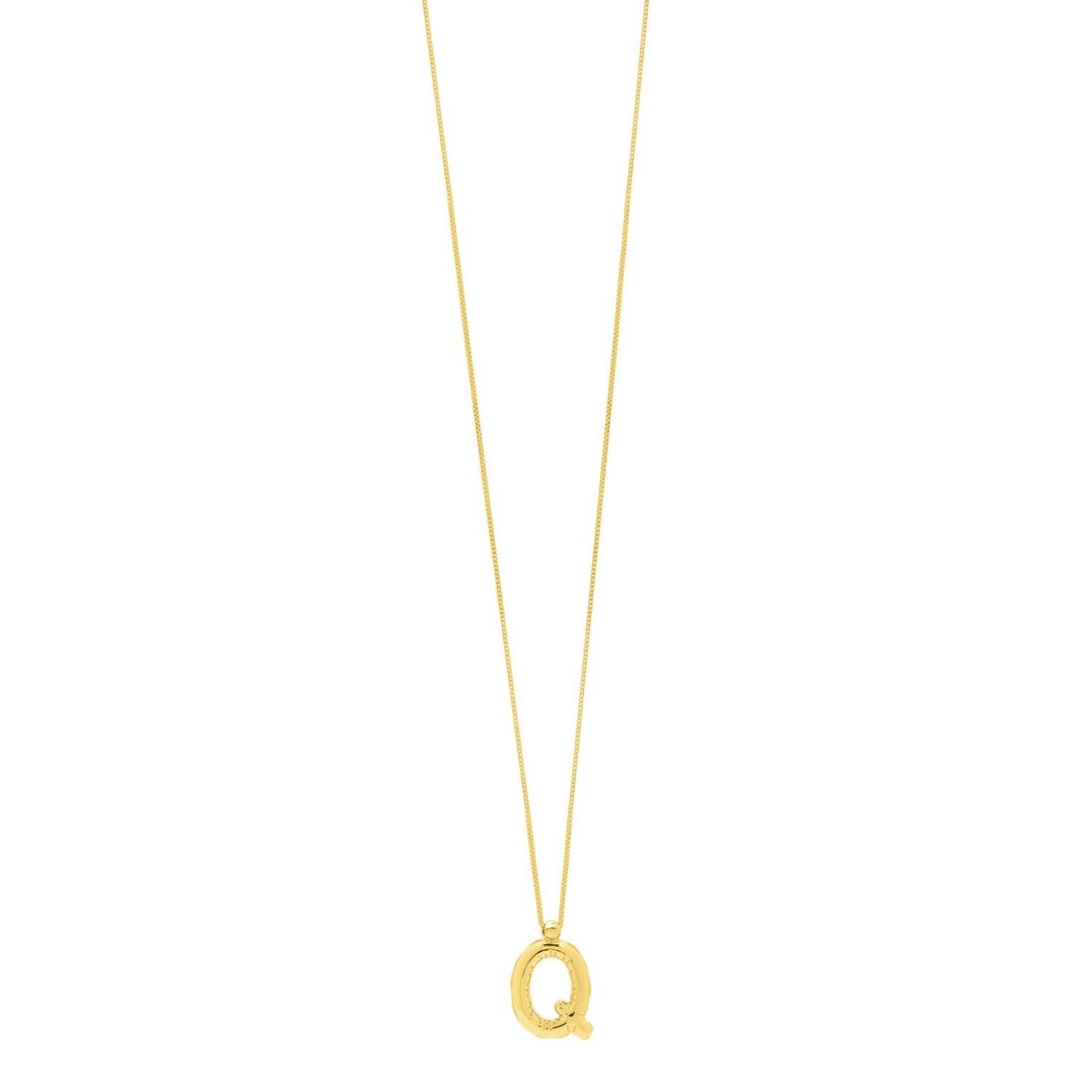 14K Yellow Gold Helium Initial Q Pendant