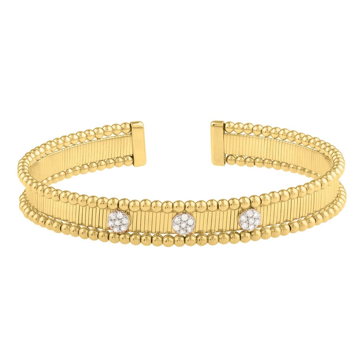 Two Toned Pallina Cuff Bangle in 14K Gold (9.00 mm) thumbnail 2