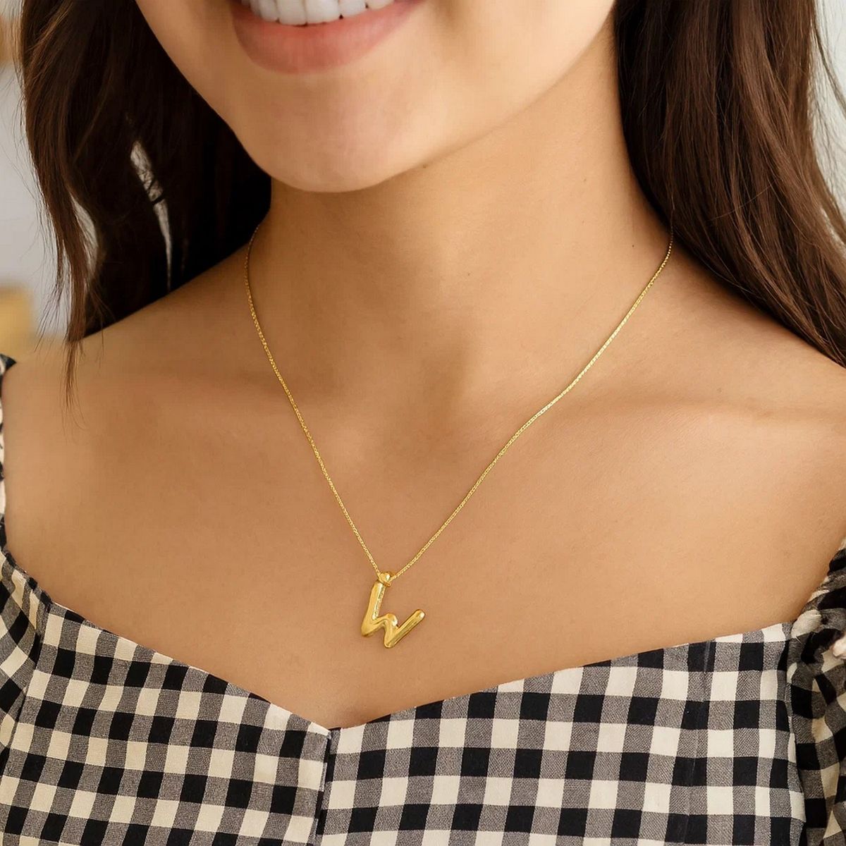 14K Yellow Gold Helium Initial W Pendant thumbnail 4