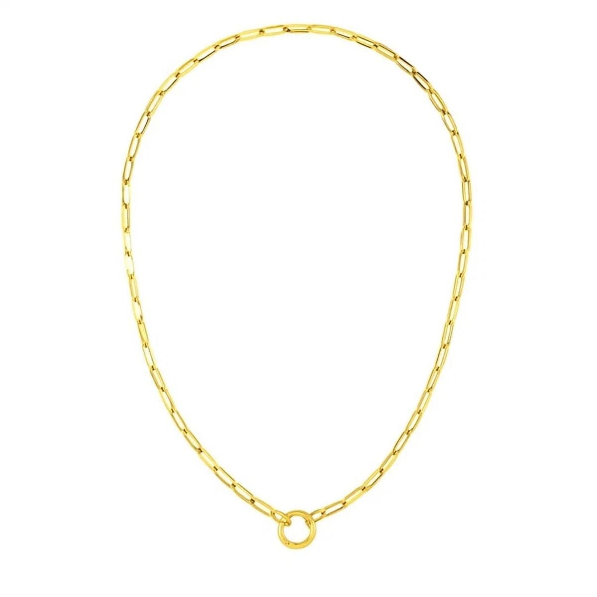 14k Yellow Gold High Polish The Invisible Paperclip Clasp Necklace thumbnail 4