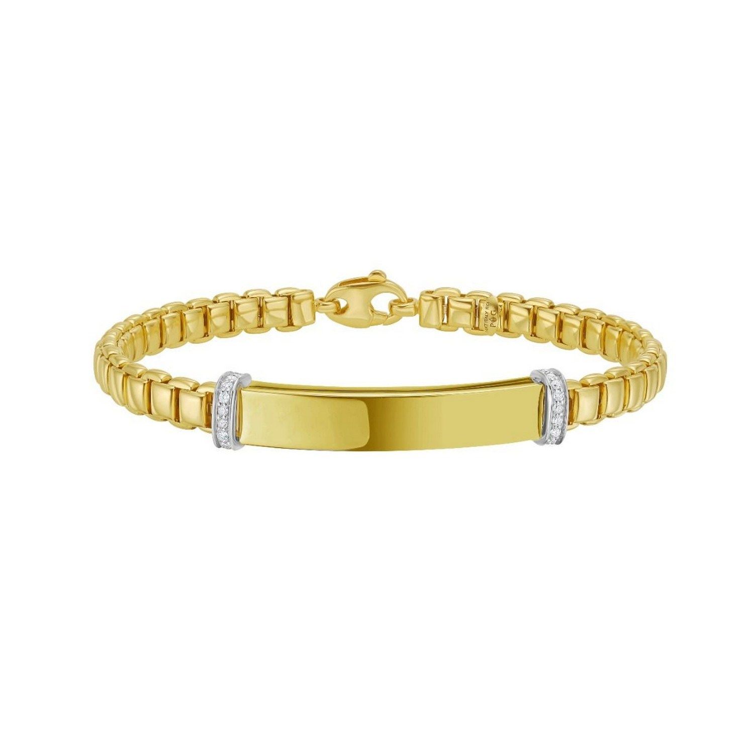 14K Yellow Gold Venetian Link Diamond Bar Bracelet (6.00 mm)