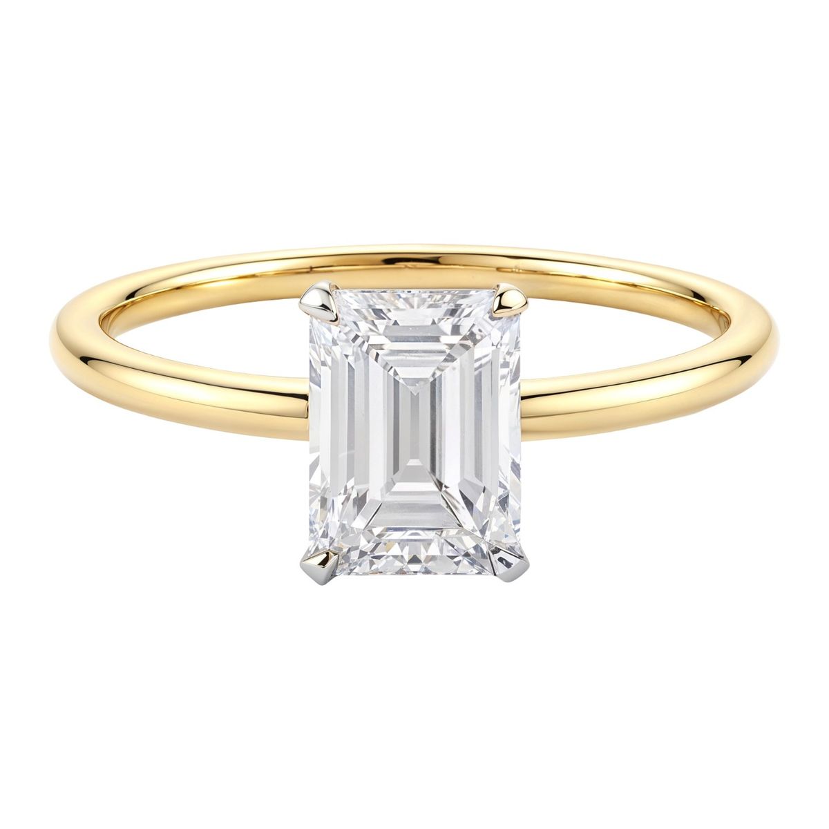 1.50Ct Emerald Lab Grown IGI G/VS1 Diamond Ring in 14K Yellow Gold thumbnail 4