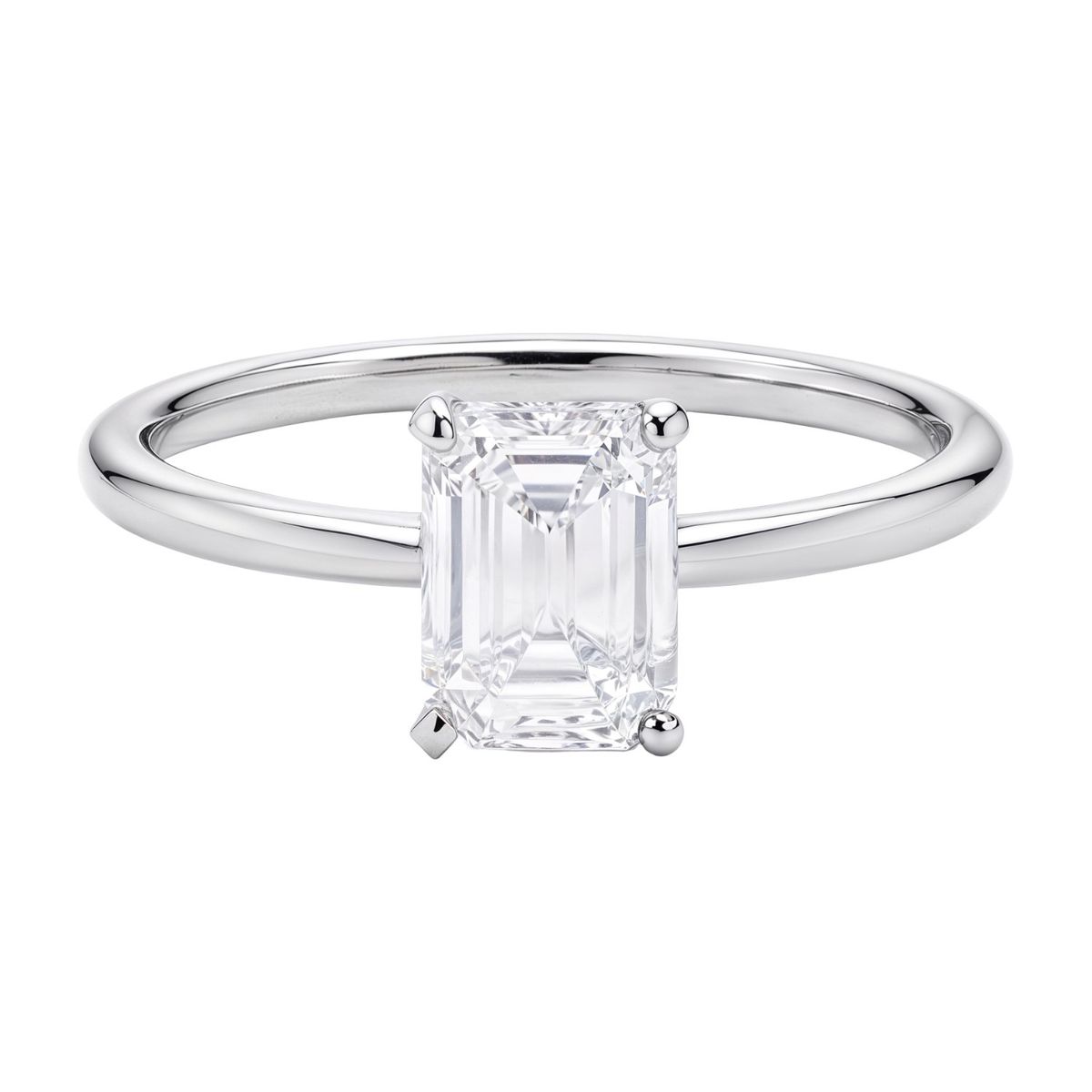 1 Carat Emerald Lab Grown IGI G/VS1 Diamond Solitaire Ring in 14K White Gold thumbnail 4