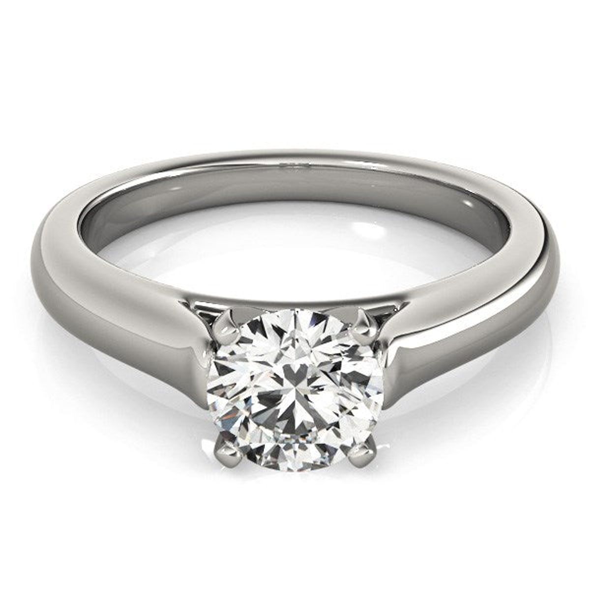 14k White Gold Cathedral Design Solitaire Diamond Engagement Ring (1 cttw) thumbnail 2