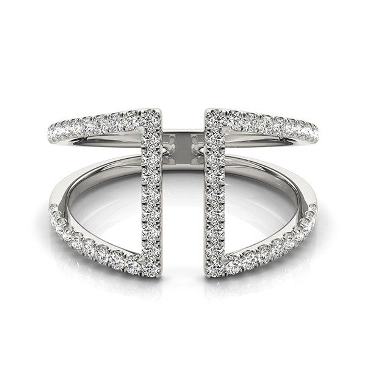 14k White Gold Open Style Dual Band Ring with Diamonds (1/2 cttw) thumbnail 2
