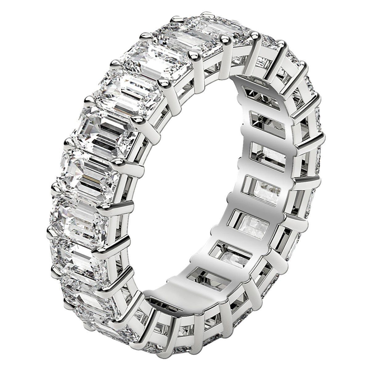Emerald Cut Lab Grown Diamond Eternity Ring in 14k White Gold (5 cttw FG/VS2) thumbnail 4