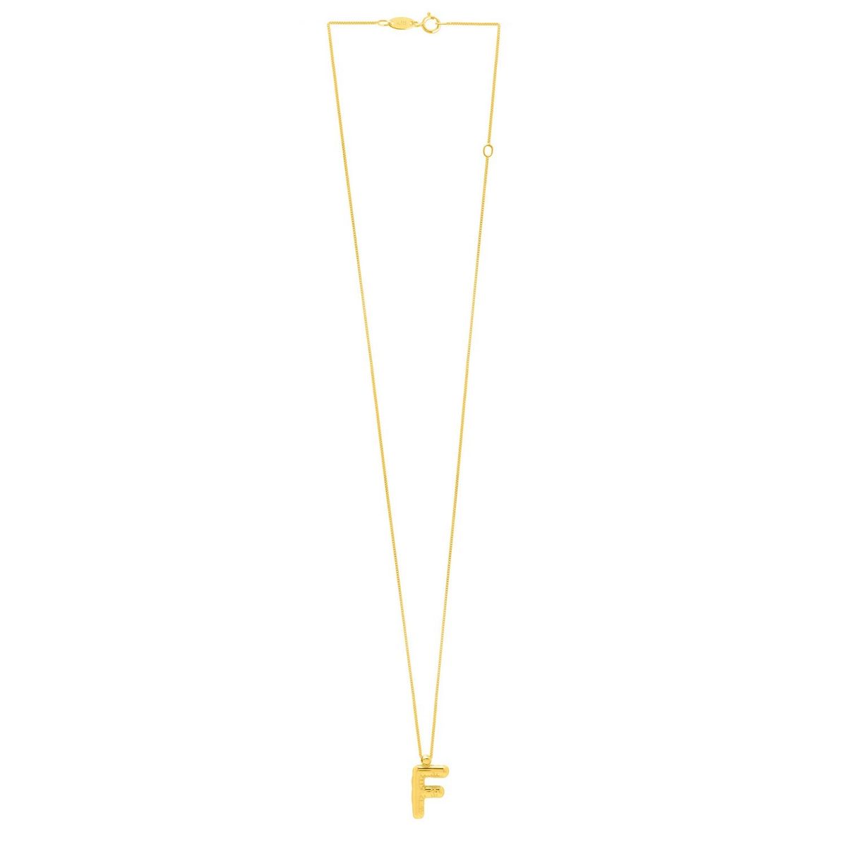 14K Yellow Gold Helium Initial F Pendant thumbnail 2