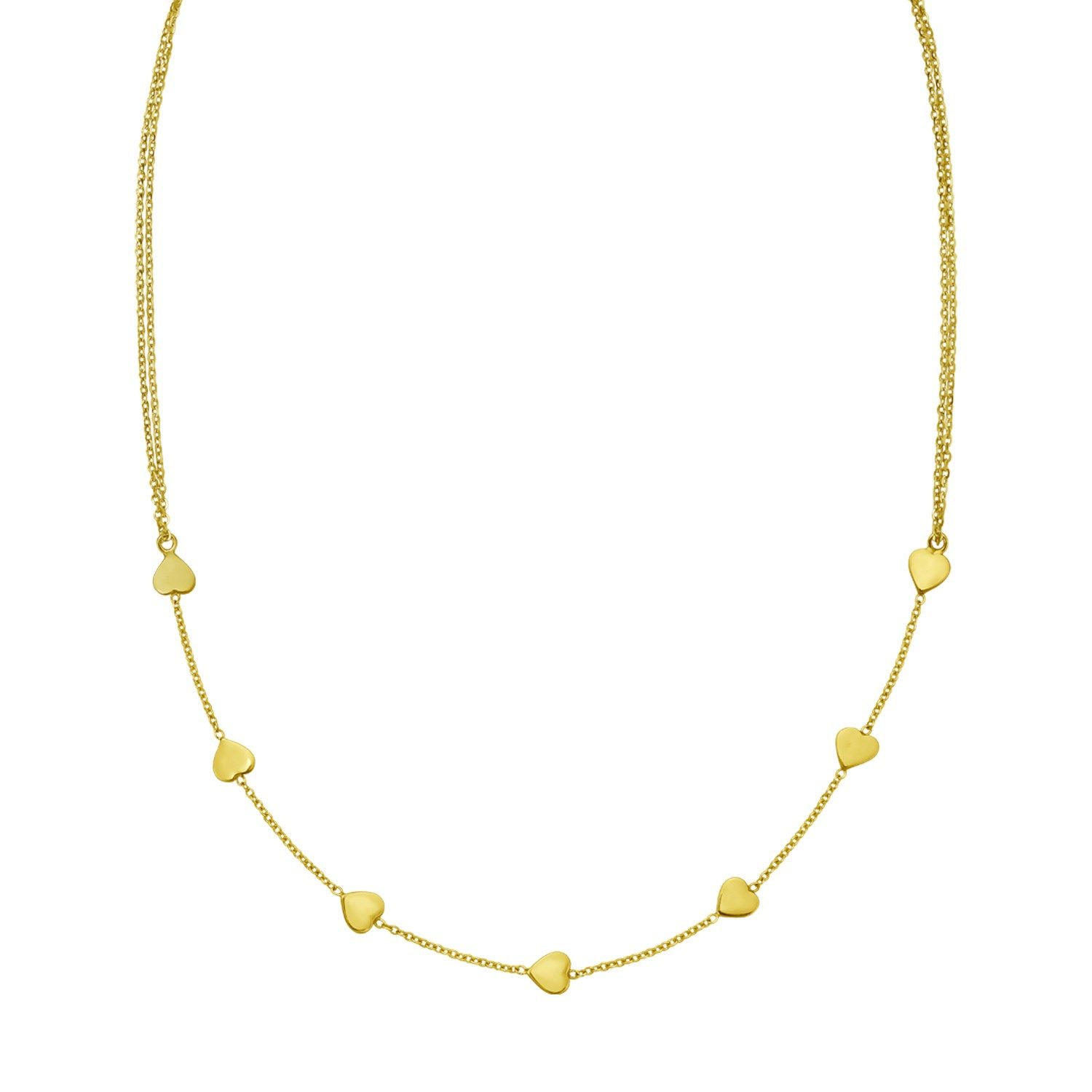 14K Yellow Gold Adjustable Heart Link Necklace