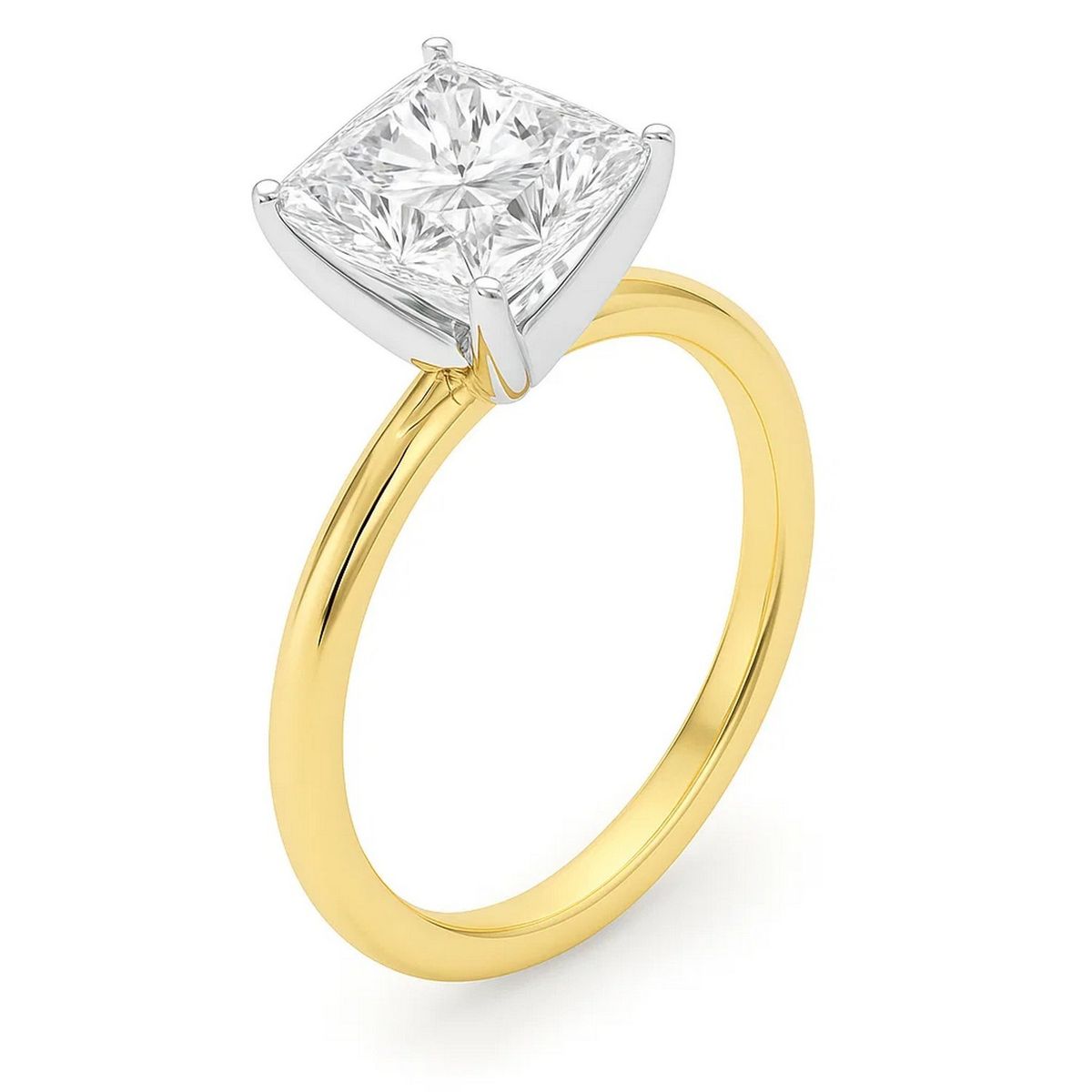 3 Carat Princess Lab Grown IGI G/VS1 Diamond Solitaire Ring in 14K Yellow Gold thumbnail 3