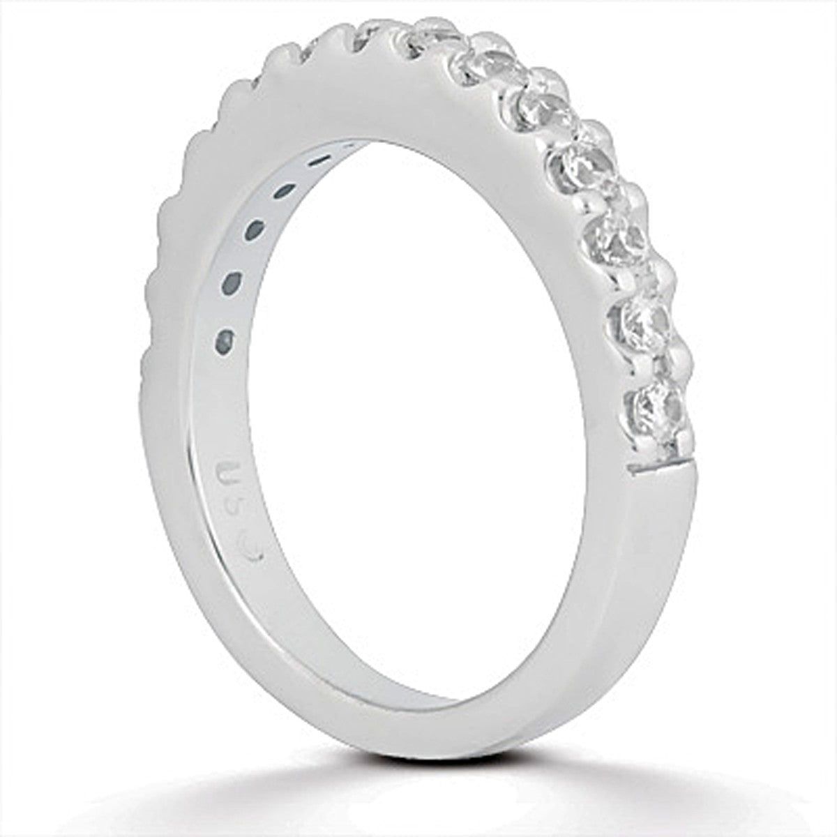 14k White Gold Shared Prong Diamond Wedding Ring Band thumbnail 2