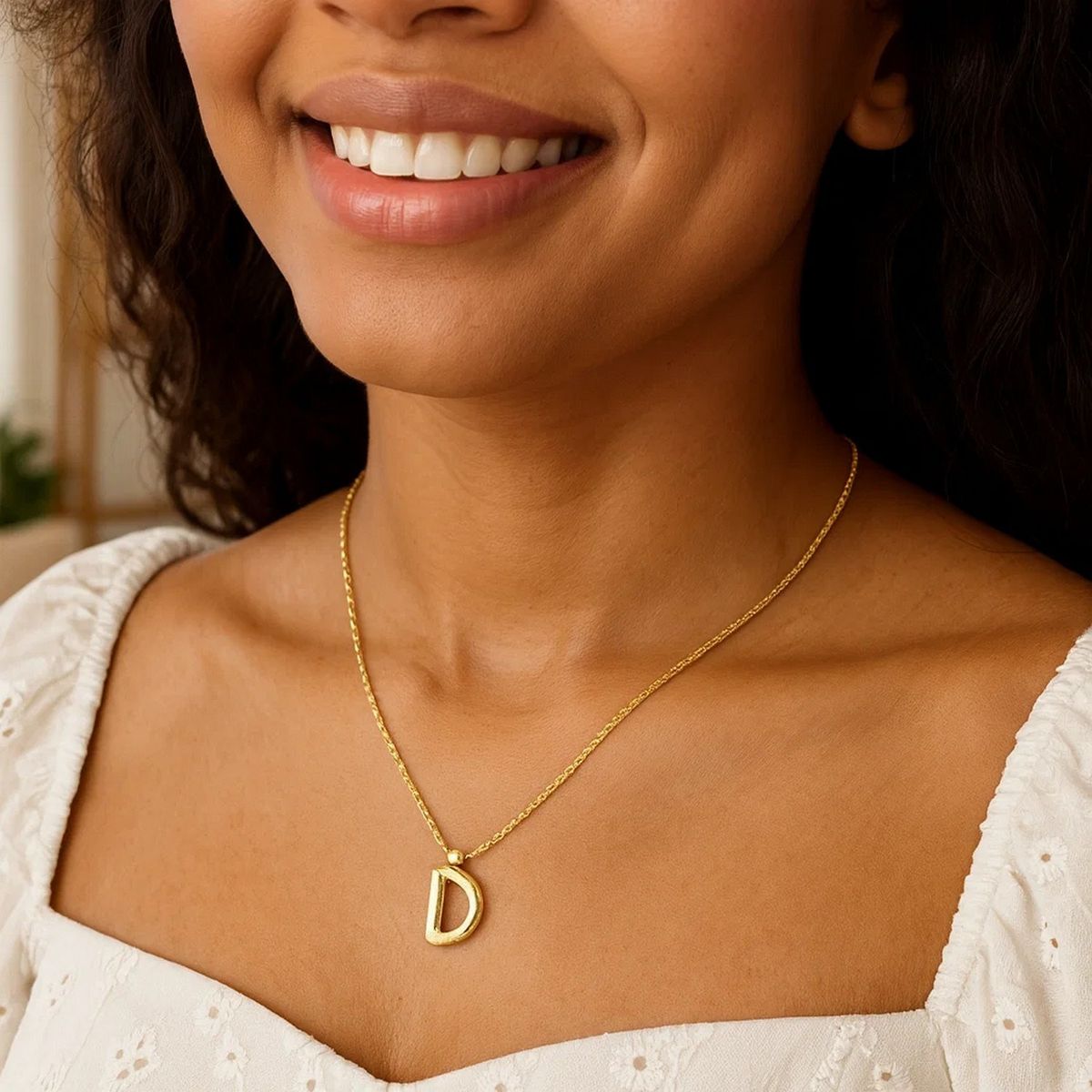 14K Yellow Gold Helium Initial D Pendant thumbnail 4