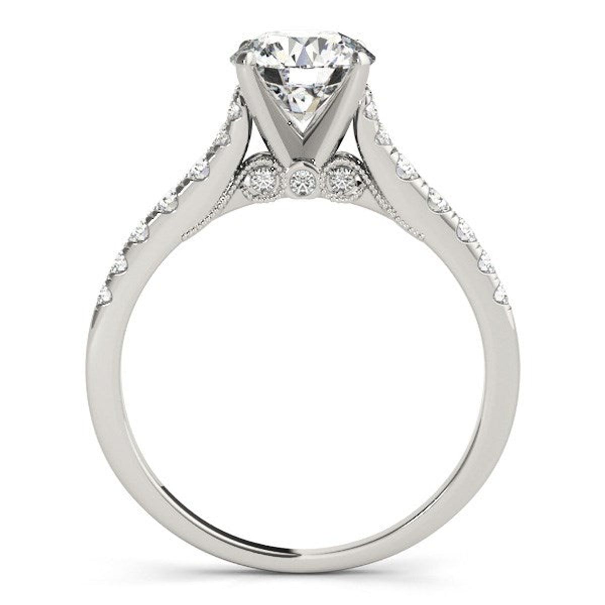 14k White Gold Diamond Engagement Ring With Single Row Band (1 3/4 cttw) thumbnail 4