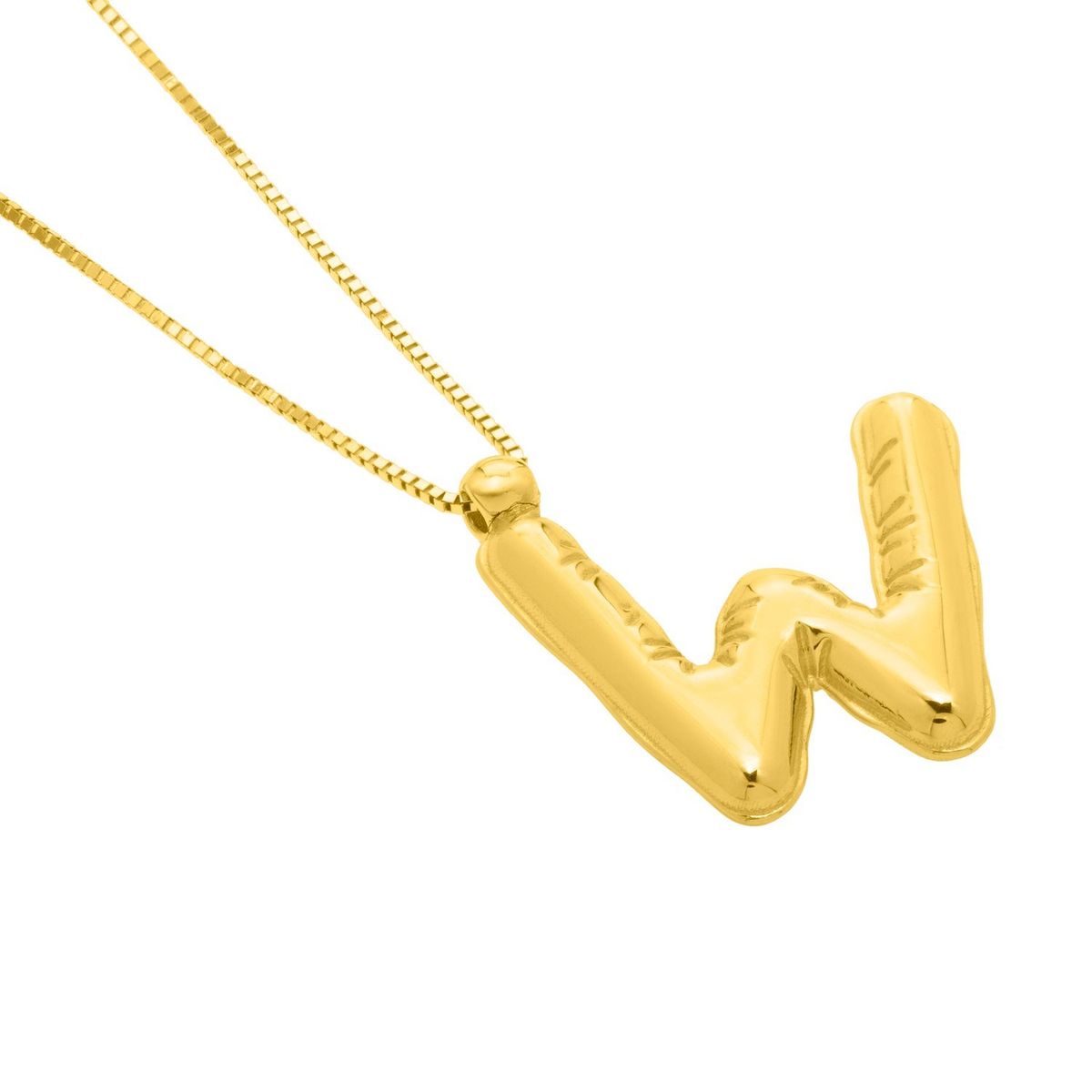 14K Yellow Gold Helium Initial W Pendant thumbnail 3