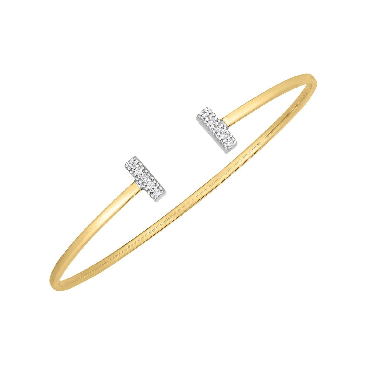 14k Two Tone Gold Diamond Tee Bar Bangle (2.00 mm) thumbnail 2
