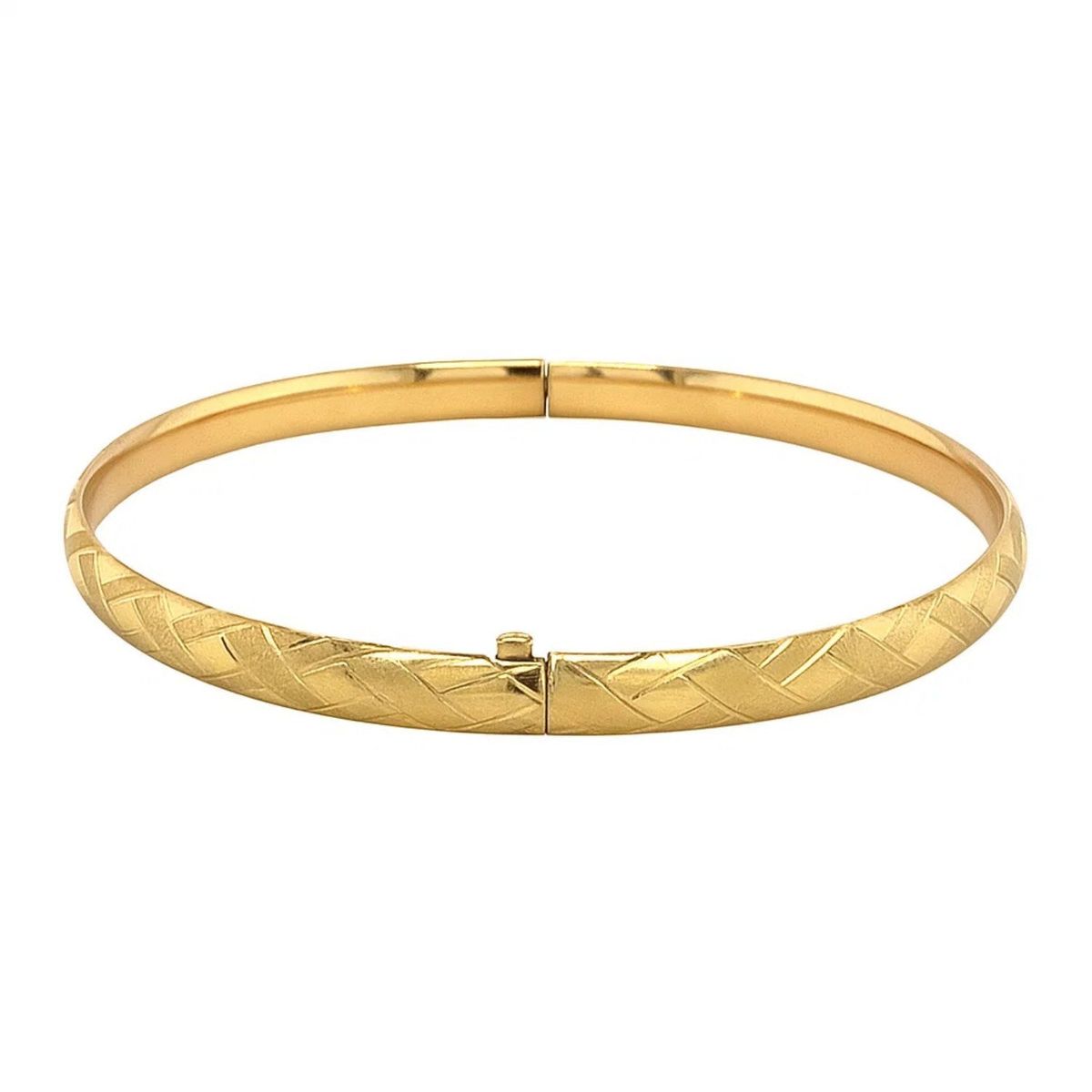 14k Yellow Gold Domed Bangle with a Weave Motif (6.00 mm) thumbnail 2