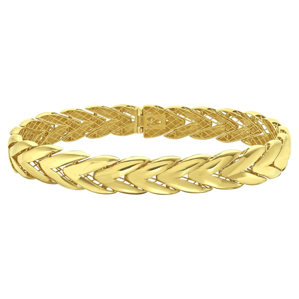 14K Yellow Gold Chevron Link Bangle (10.00 mm) thumbnail 2