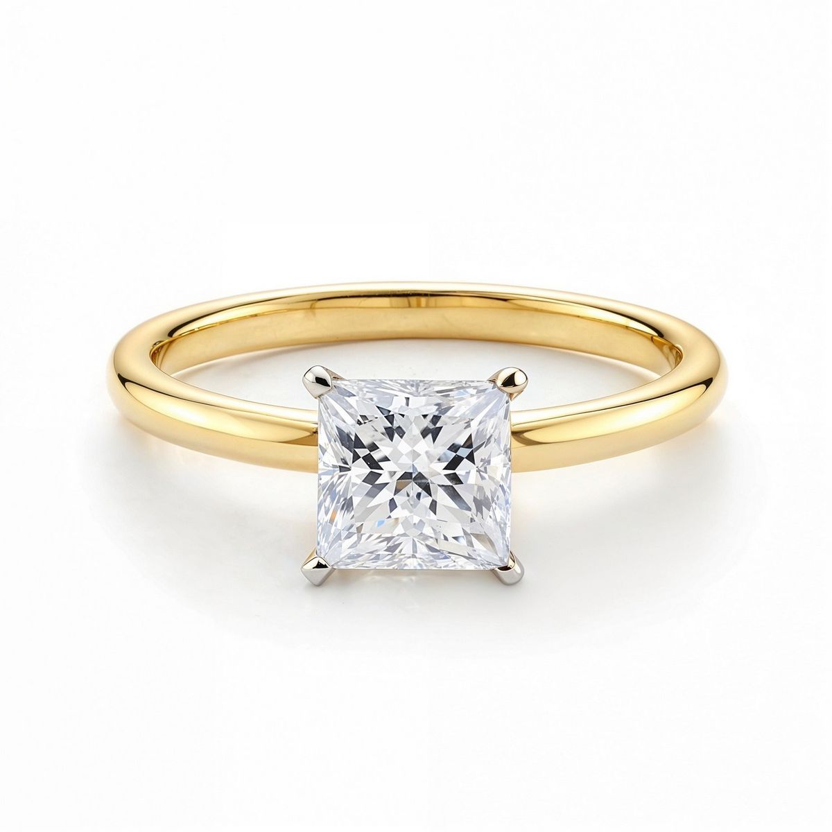 1 Carat Princess Lab Grown IGI G/VS1 Diamond Solitaire Ring in 14K Yellow Gold thumbnail 4