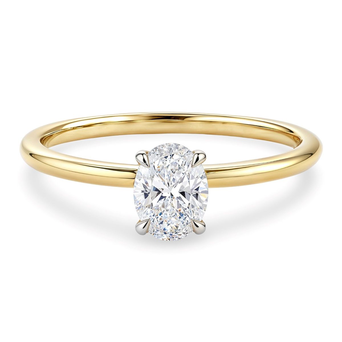 1 Carat Oval Lab Grown IGI G/VS1 Diamond Solitaire Ring in 14K Yellow Gold thumbnail 4
