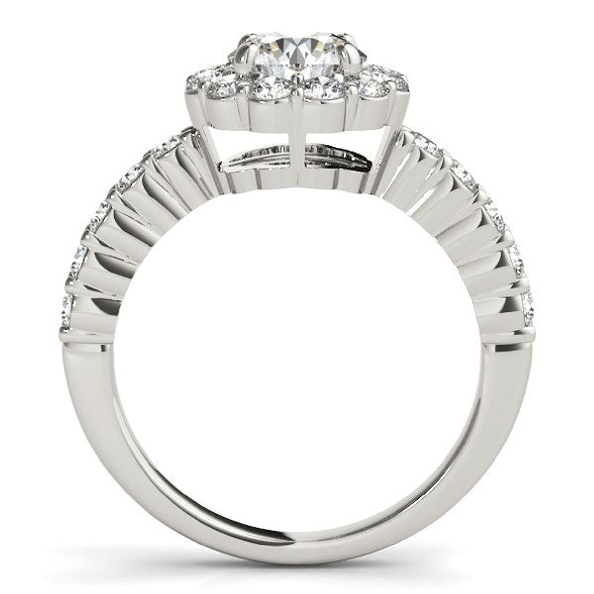14k White Gold Round Floral Motif Diamond Engagement Ring (1 5/8 cttw) thumbnail 2