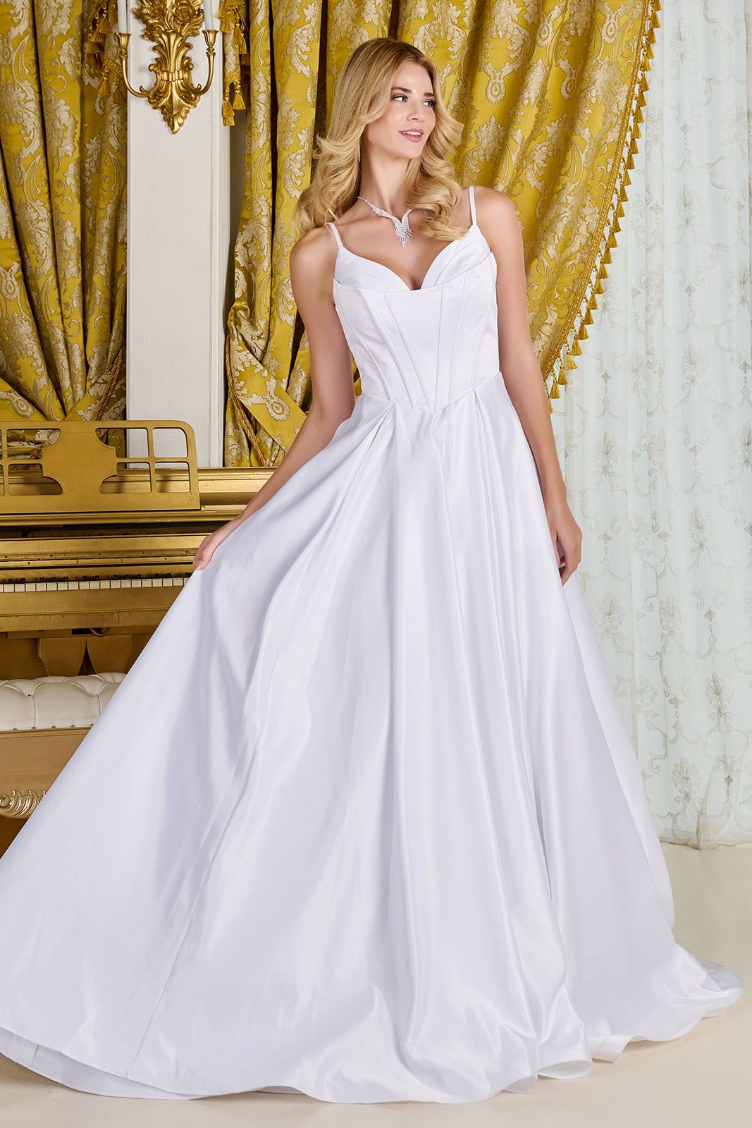 Satin V-Neck Bridal Gown by GLS Gloria GL3716