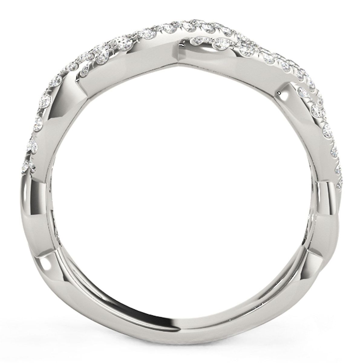 Diamond Studded Interlocking Waves Ring in 14k White Gold (5/8 cttw) thumbnail 3