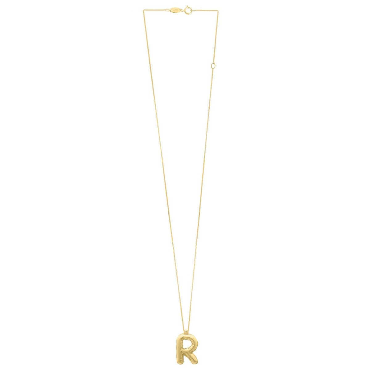 14K Yellow Gold Helium Initial R Pendant thumbnail 2