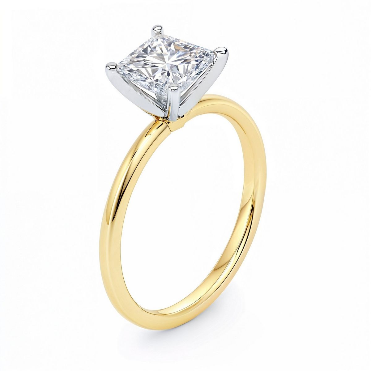 1.50Ct Princess Lab Grown IGI G/VS1 Diamond Ring in 10K Yellow Gold thumbnail 3