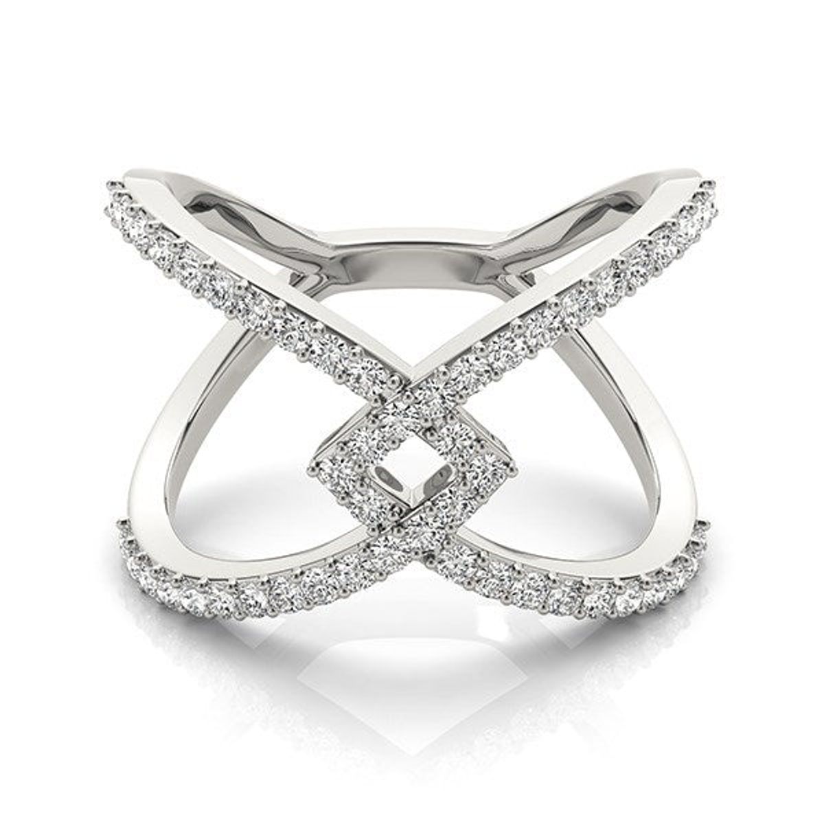 14k White Gold Fancy Entwined Design Diamond Ring (1/2 cttw) thumbnail 2