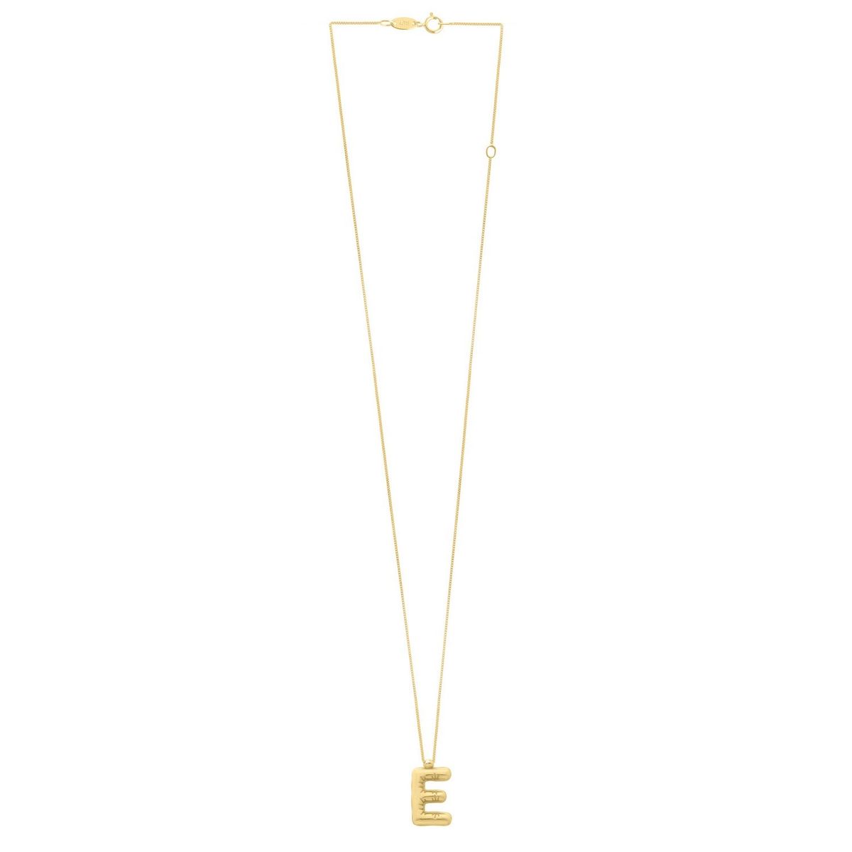 14K Yellow Gold Helium Initial E Pendant thumbnail 2