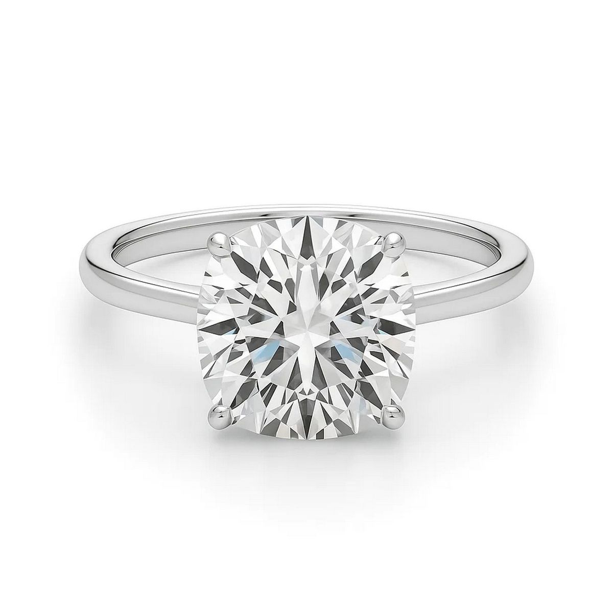 5 Carat Cushion Lab Grown IGI G/VS1 Diamond Solitaire Ring in 14K White Gold thumbnail 4
