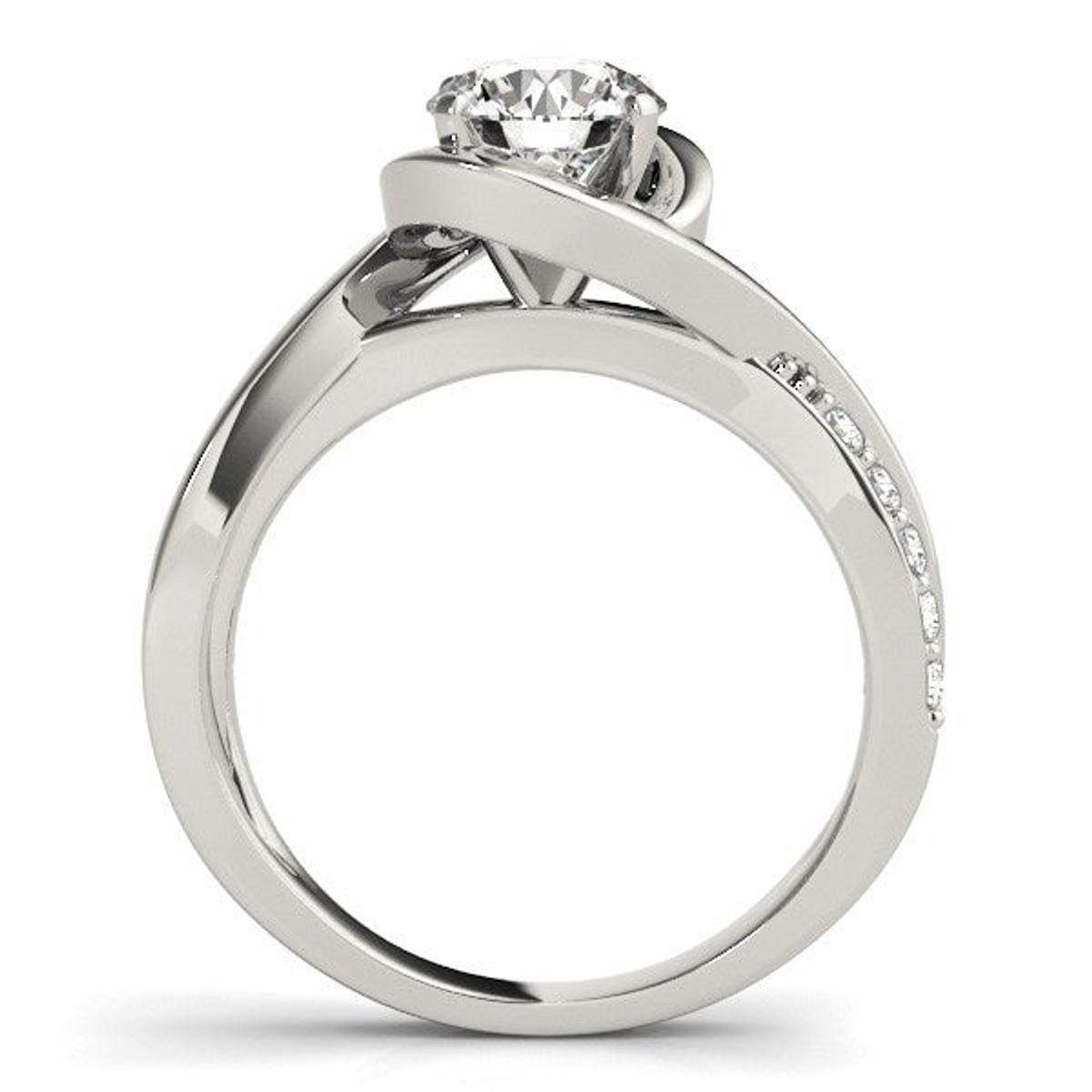 14k White Gold Split Band Round Bypass Diamond Engagement Ring (1 1/8 cttw) thumbnail 4