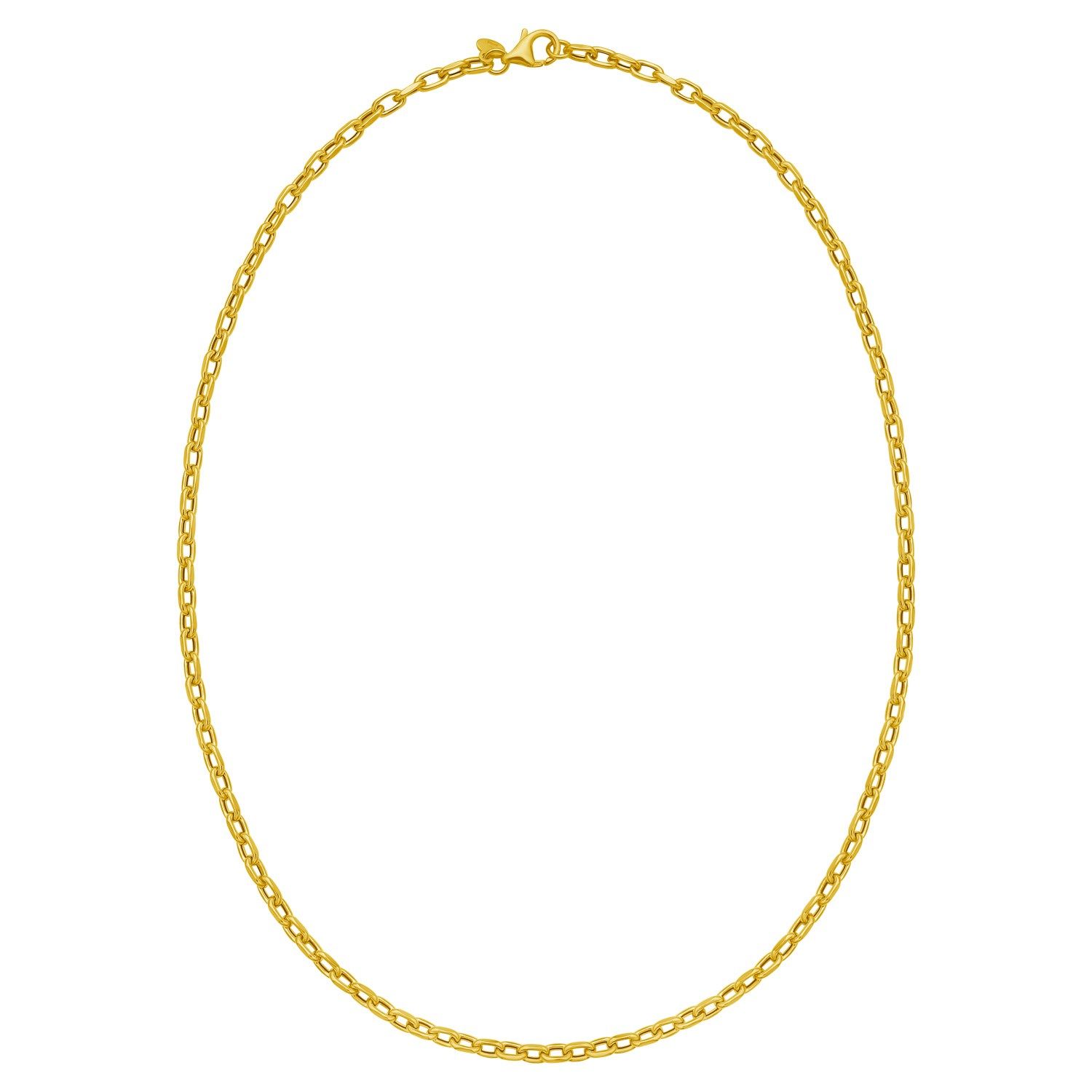 14K Yellow Gold Charm Link Cable Chain Necklace (3.30 mm)