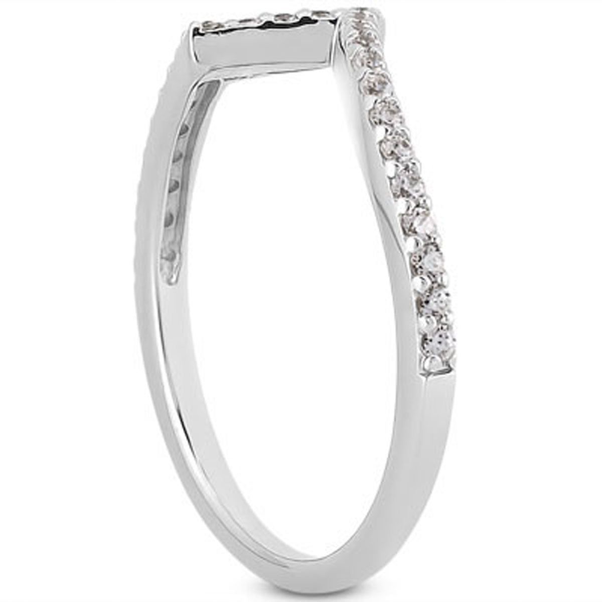 14k White Gold Fancy Zig Zag Pave Diamond Wedding Ring Band thumbnail 2