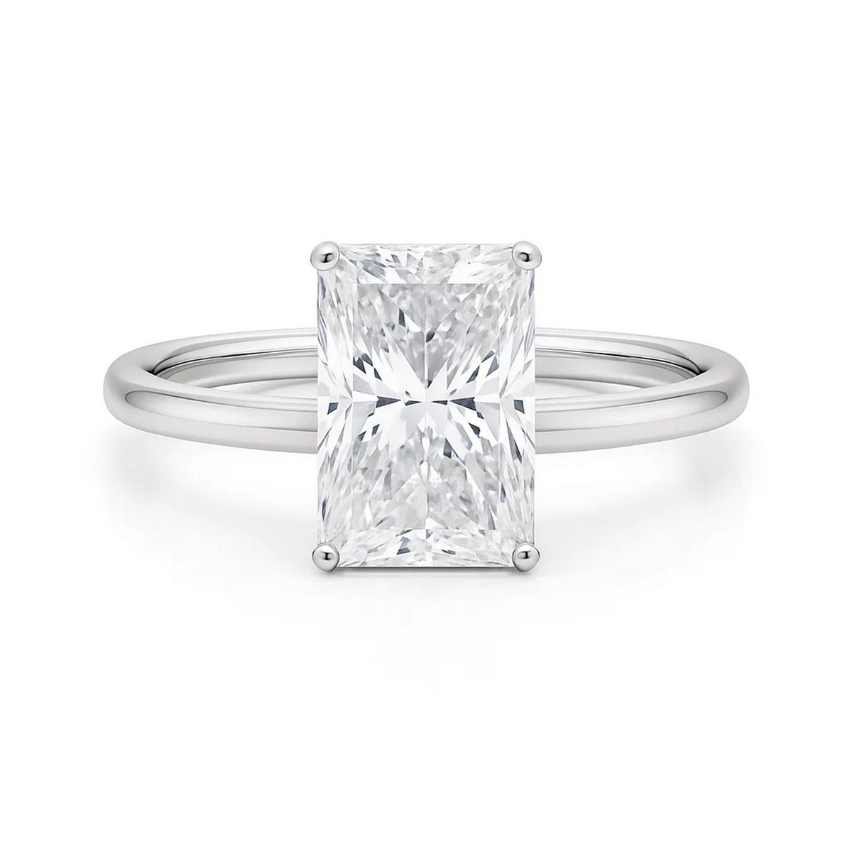 5 Carat Radiant Lab Grown IGI G/VS1 Diamond Solitaire Ring in 14K White Gold thumbnail 4