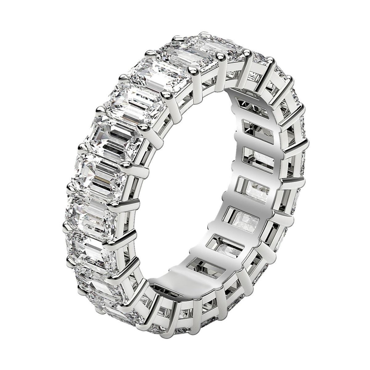 Emerald Cut Lab Grown Diamond Eternity Ring in 14k White Gold (3 cttw FG/VS2) thumbnail 4