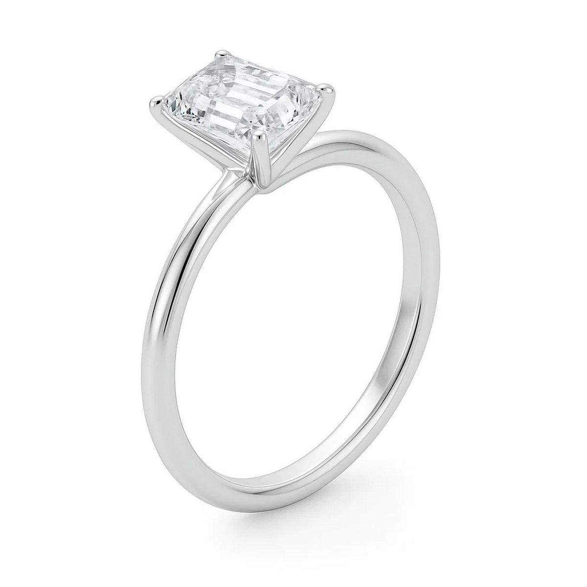 3 Carat Emerald Lab Grown IGI G/VS1 Diamond Solitaire Ring in 14K White Gold thumbnail 3