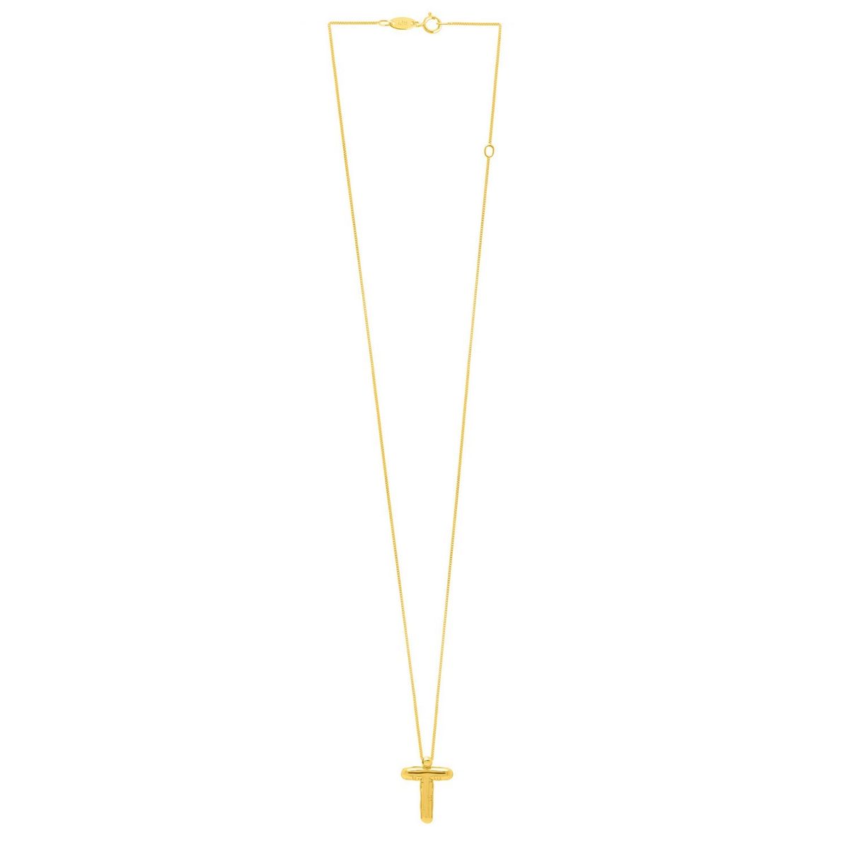 14K Yellow Gold Helium Initial T Pendant thumbnail 2