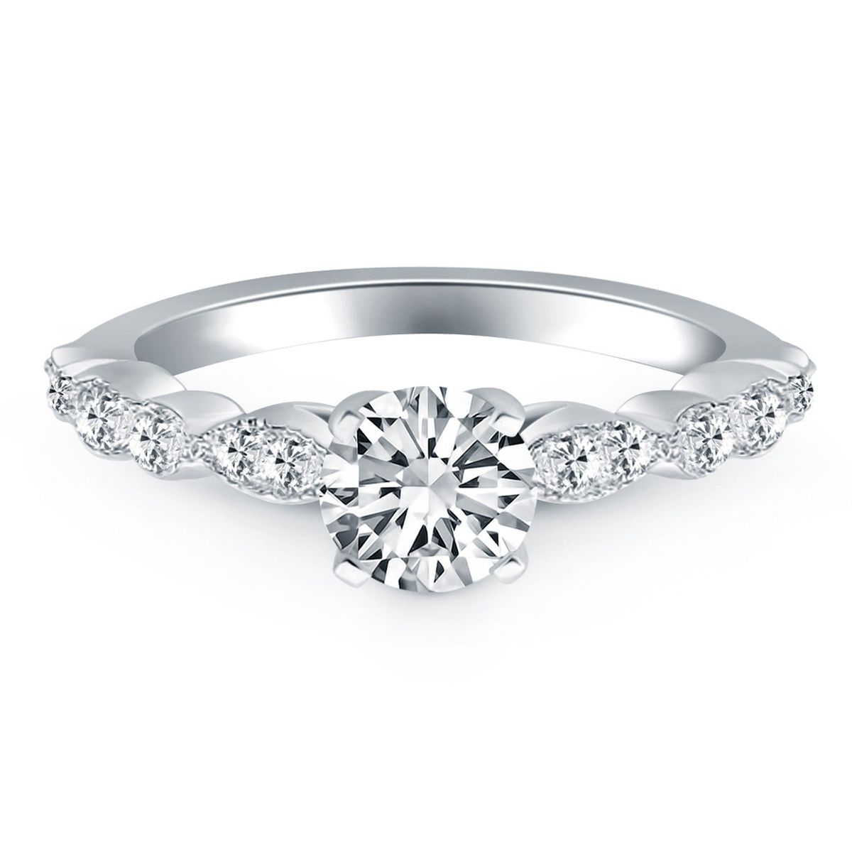 14k White Gold Fancy Shaped Diamond Engagement Ring thumbnail 2